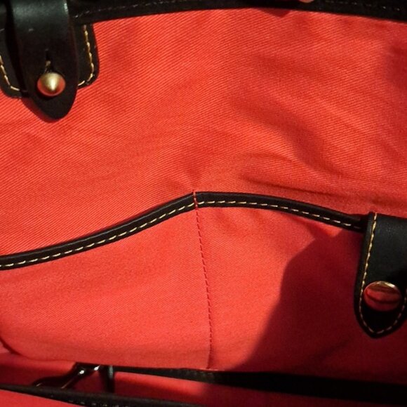 Dooney & Bourke Black & Cream Canvas Leather Satchel with Strap - Picture 8 of 11